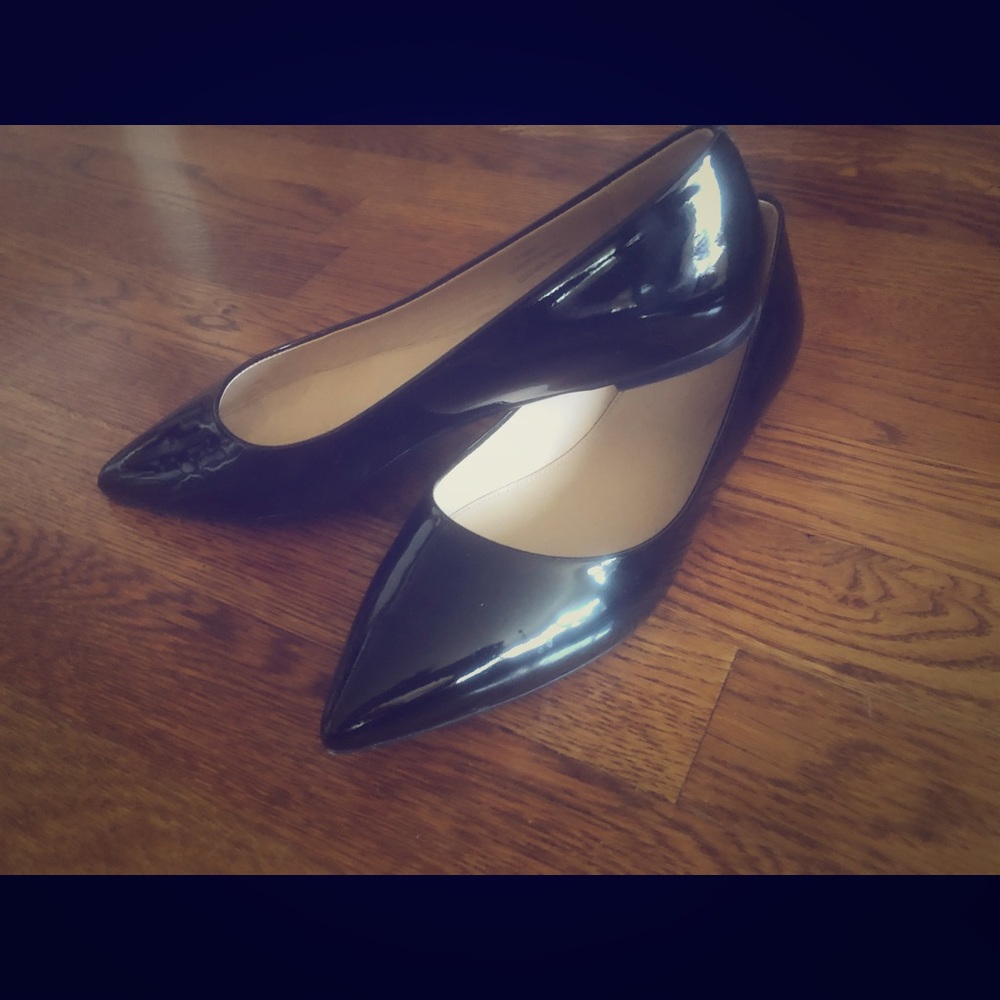 Black patent leather flats from J Crew